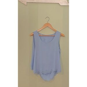 Scalloped Blue Top